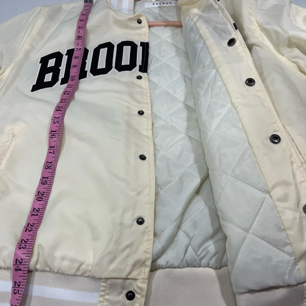PACSUN CREAM COLOR BROOKLYN BOMBER JACKET - Picture 5 of 9